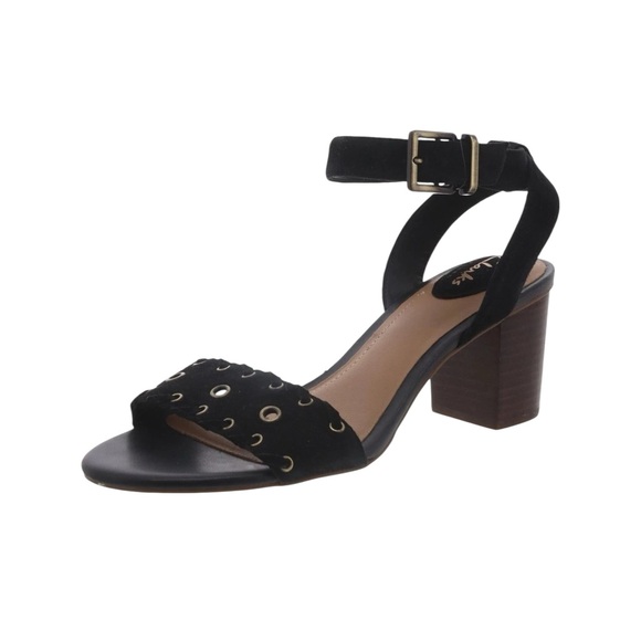 Clarks Ralene Sheen Women's Black suede sandals with Gold Accents size 8.5 - Picture 1 of 7